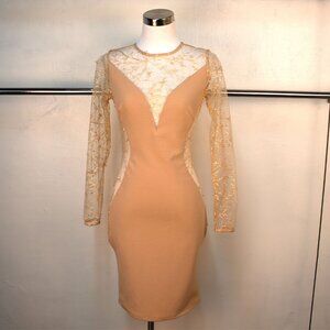 Champagne Beaded Embellished Mini Dress